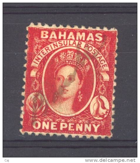 Bahamas  :  Yv  5a  (o)  Filigrane CC , Dentelé 12 1/2 , Rouge - 1859-1963 Colonia Británica