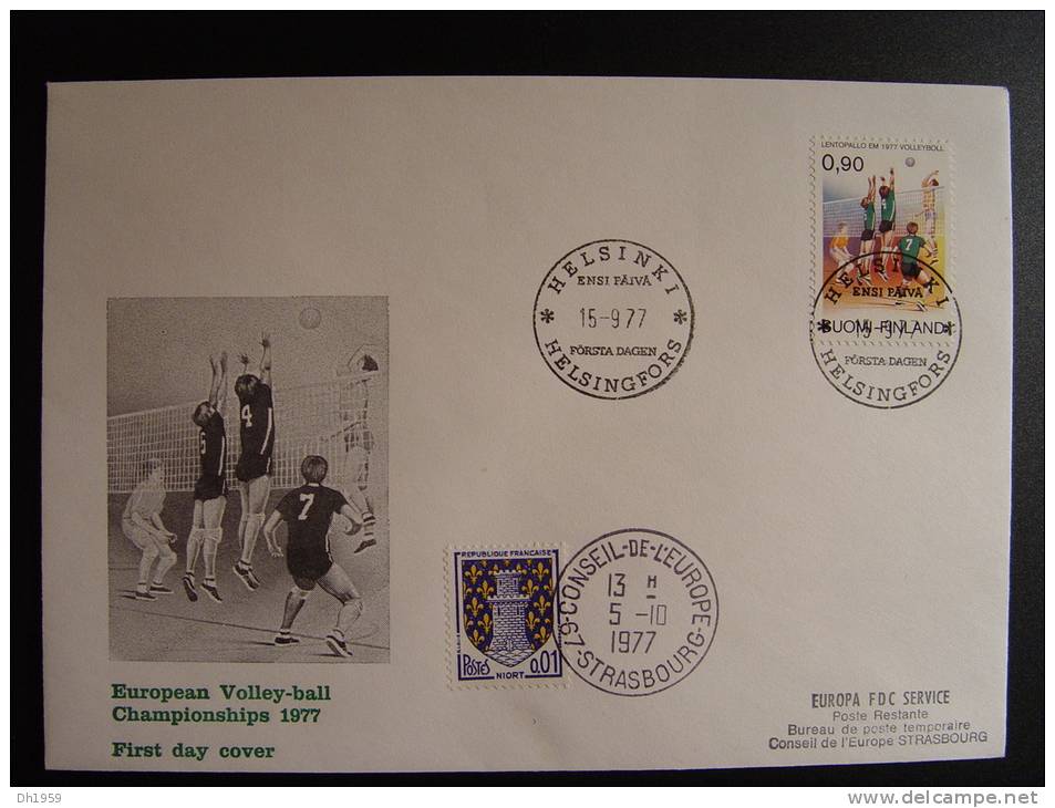 EUROPEAN VOLLEY-BALL CHAMIONSHIPS 1977 FDC CONSEIL DE L´EUROPE CEPT EUROPA PARLAMENT - Lettres & Documents