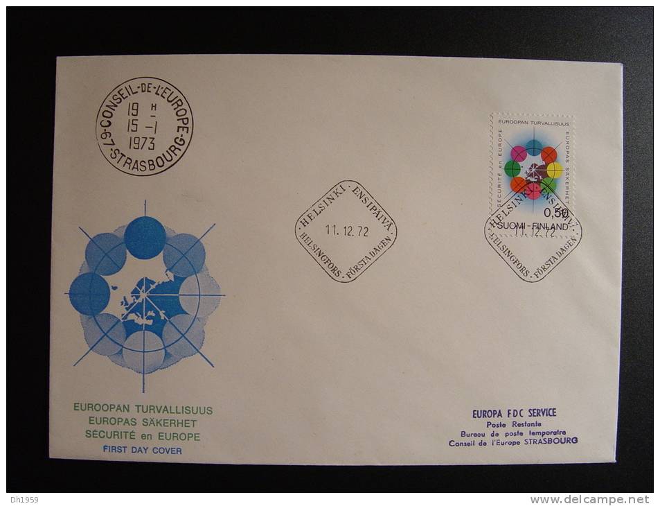 SECURITE SÄKERHET 1972 FDC CONSEIL DE L´EUROPE CEPT EUROPA PARLAMENT - Covers & Documents