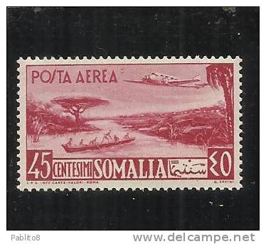 SOMALIA AFIS 1950 1951 POSTA AEREA AIR MAIL VEDUTA VIEW CENT. 45 C MNH - Somalia (AFIS)