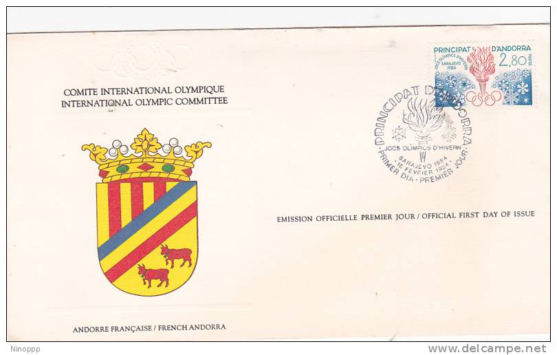 Andorra French 1984 Sarajevo Winter Olympics Souvenir Card - Covers & Documents