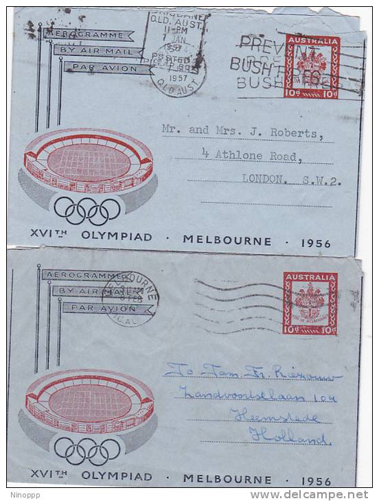 Australia 1957 Melbourne Olympics 2 Used Aerogramme - Aerogramme