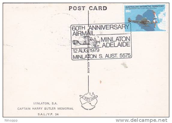 Australia 1979  60th Anniversary Airmail  Minlaton To Adelaide Souvenir Card - Covers & Documents