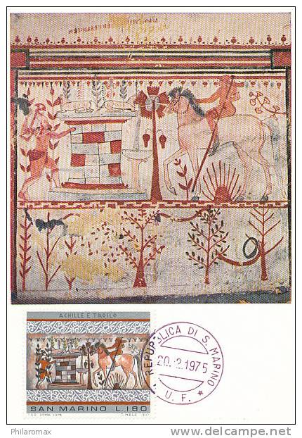 D09505 CARTE MAXIMUM CARD 1975 SAN MARINO - ETRUSCIAN ART - ACHILLES CP ORIGINAL - Sonstige & Ohne Zuordnung