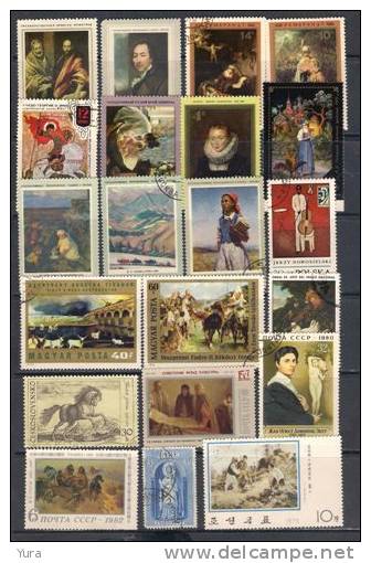 Lot 190 Painting Small Collection 4 Scans  71 Different MNH, Used - Otros & Sin Clasificación