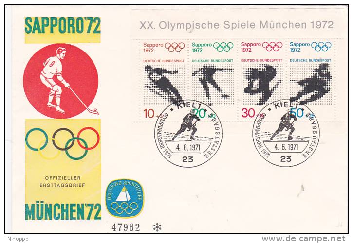 Germany 1971  Olympic Games Sapporo 72  Souvenir Sheet FDC - Other & Unclassified