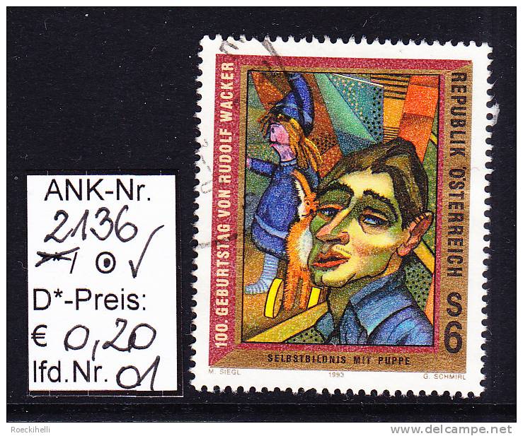 6.8.1993  -  SM "100. Geburtstag Des Malers Rudolf Wacker" -  O  Gestempelt  -  Siehe Scan  (2136o 01-04) - Used Stamps