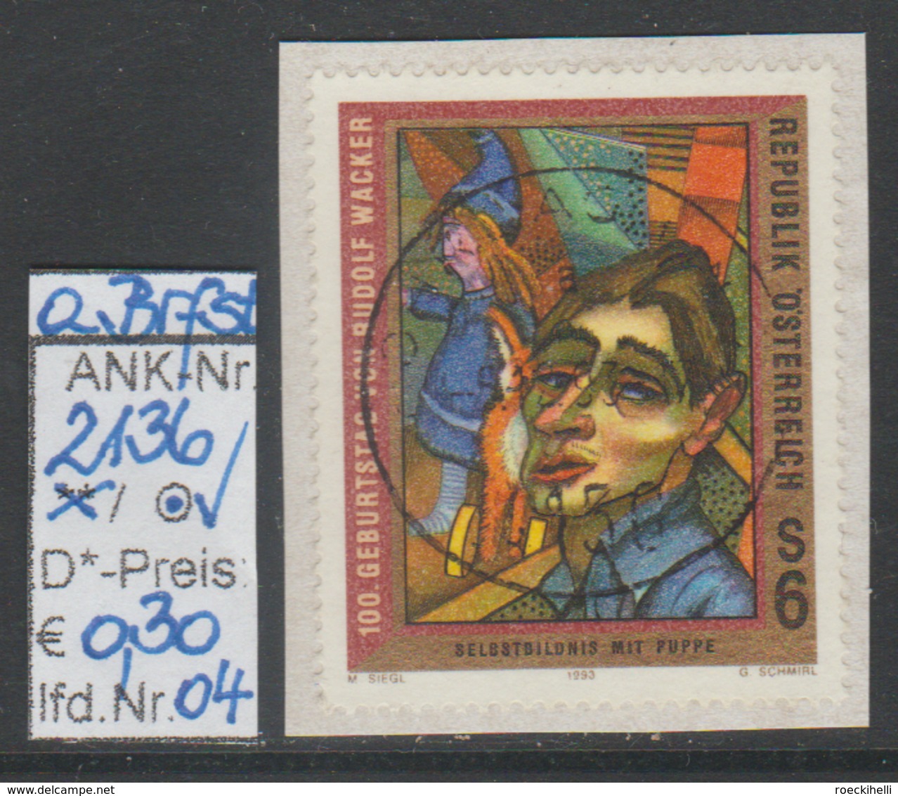 6.8.1993  -  SM "100. Geburtstag Des Malers Rudolf Wacker" -  O  Gestempelt  -  Siehe Scan  (2136o 01-04) - Used Stamps