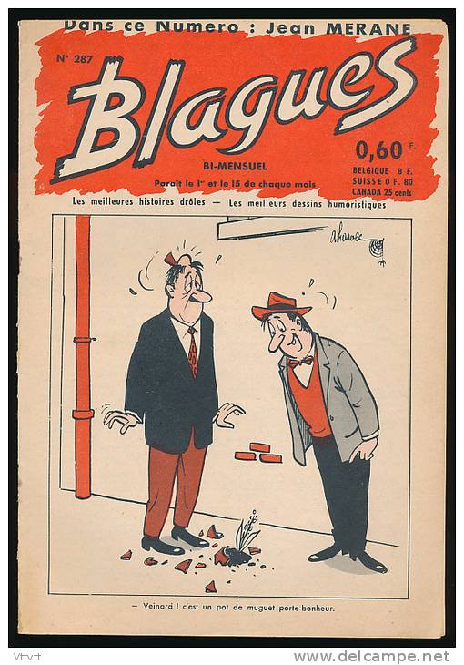 Revue, BLAGUES, N° 287 (1er Mai1966) : Editions Rouff, 16 Pages, Merane, Sports, Bistouri, Bourvil, Pierre Ferrary... - Humour