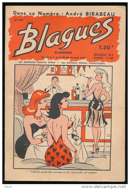 Revue, BLAGUES, N° 430 (16 Avril 1972) : Editions Rouff, 16 Pages, Birabeau, Pas De Chance, Heureuse époque, Doudou... - Humour