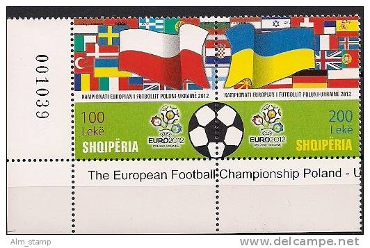 2012 Albanien  Albania Mi. 3394-5 **MNH  The European Football Championship Poland - Ukraine 2012 - Albania