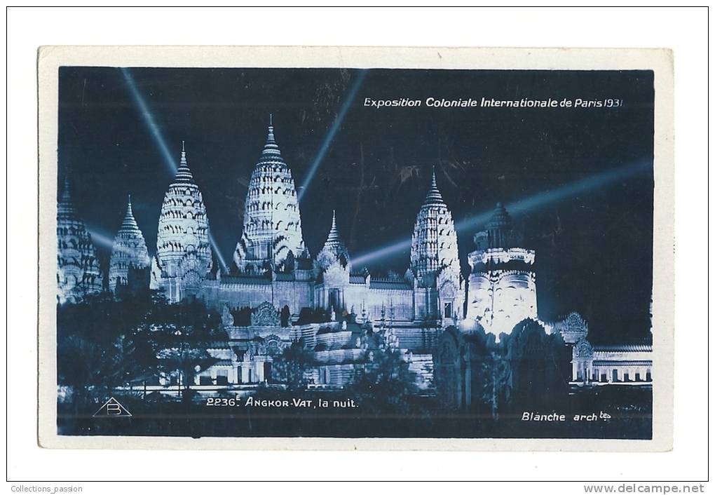Cp, 75, Paris, Exposition Coloniale Internationale De Paris 1931, Angkor-Vat, La Nuit, écrite - Expositions