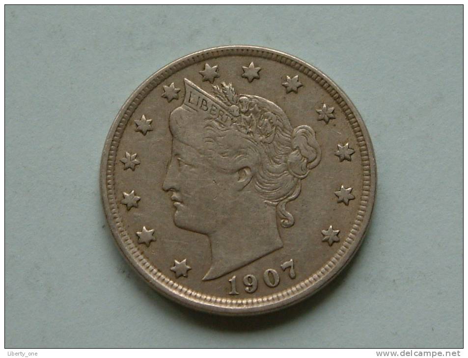 1907 - LIBERTY FIVE CENTS / KM 112 ( Uncleaned Coin / For Grade, Please See Photo ) !! - 1883-1913: Liberty