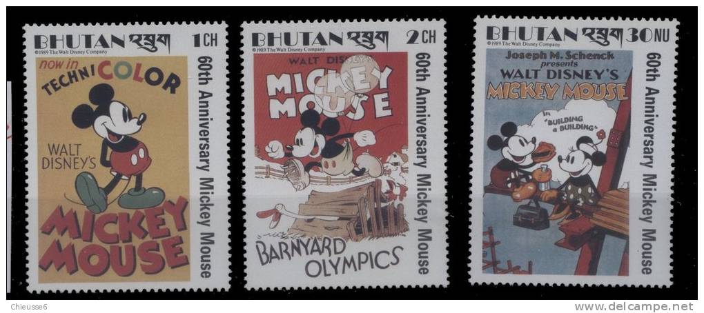 Lot 27 - B8	Bhoutan **  820 à 822 - Mickey - Bhutan