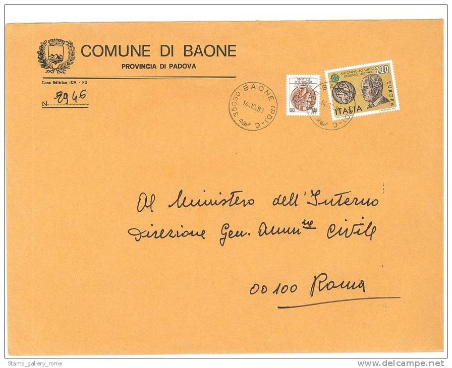 BAONE  35030  PADOVA  ANNO 1980  - LS  FTO18X24 -STORIA POSTALE DEI COMUNI D´ITALIA - POSTAL HISTORY - Macchine Per Obliterare (EMA)