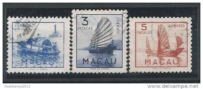 MACAU - 1951, Embarcações Típicas De Macau  (Série, 3 Valores)  D. 12   (o)  MUNDIFIL  Nº 363/5 - Used Stamps