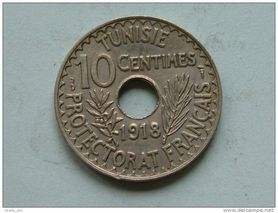 1918 - 10 CENTIMES / KM 243 ( For Grade, Please See Photo ) ! - Tunisie