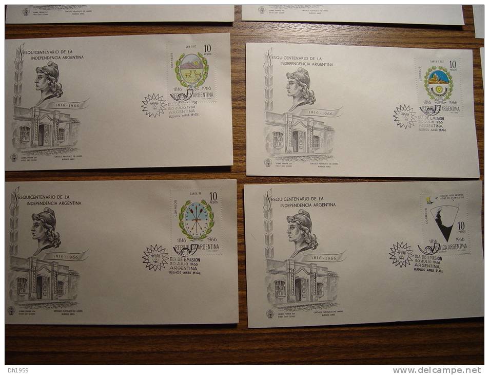 ARGENTINE 150 ans INDEPENDANCE ARGENTINA  LOT ENV 37 FDC PREMIER JOUR DOCUMENTS  (22 PHOTOS)