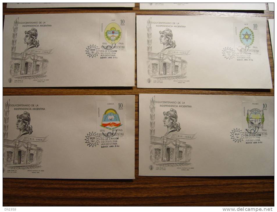 ARGENTINE 150 ans INDEPENDANCE ARGENTINA  LOT ENV 37 FDC PREMIER JOUR DOCUMENTS  (22 PHOTOS)