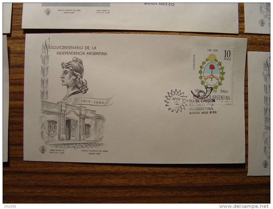 ARGENTINE 150 ans INDEPENDANCE ARGENTINA  LOT ENV 37 FDC PREMIER JOUR DOCUMENTS  (22 PHOTOS)