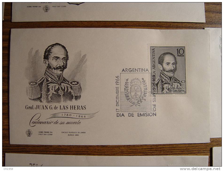 ARGENTINE 150 ans INDEPENDANCE ARGENTINA  LOT ENV 37 FDC PREMIER JOUR DOCUMENTS  (22 PHOTOS)