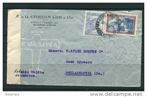 Argentina 1942 Cover Buenos Aires- USA Philadelphia  Censored - Lettres & Documents