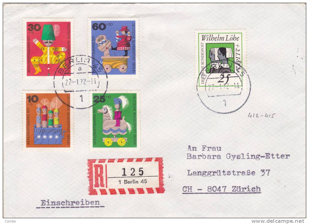 BERLIN, 1972,  Lettre Mi  412-415 710 MiF/1501 - Lettres & Documents