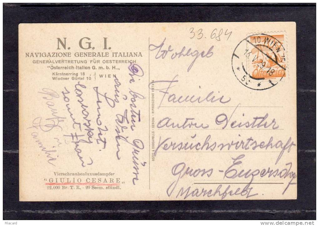 33684  Italia, Vierschraubenluxdampfer "Giulio  Cesare" -  N.G.I. - Generalvertretung Fur Oesterreich, VG 1929 - Altri & Non Classificati