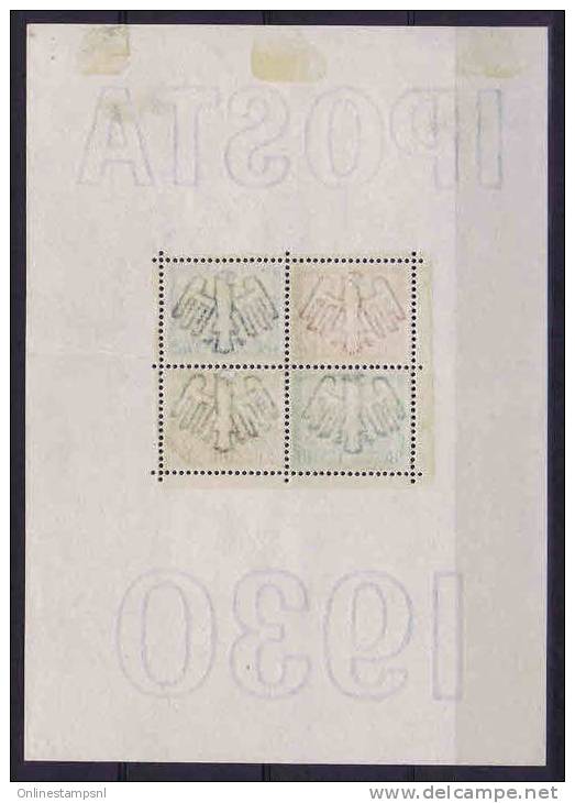 Deutschland: Mi Block 1 MH/* ,  Stamps Are MNH, IPOSTA 1930 - Blokken