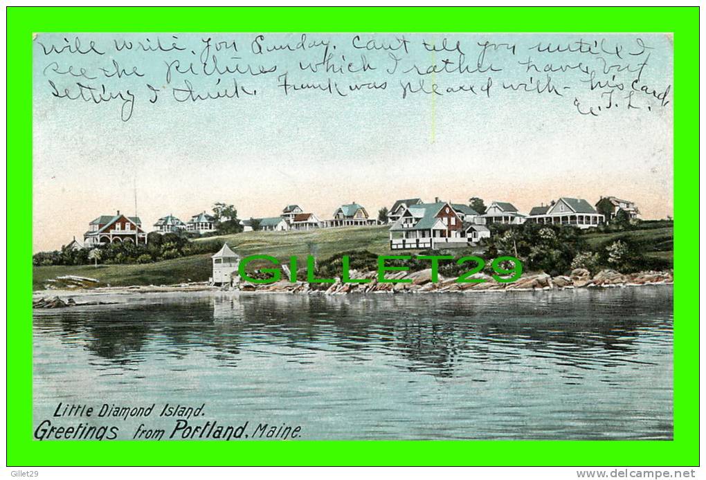 PORTLAND, MAINE - LITTLE DIAMOND ISLAND - THE HUGH C. LEIGHTON CO - UNDIVIDED BACK  - TRAVEL IN 1907 - - Portland