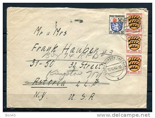 Germany  French Zone 1948 Cover  Schwenningen-USA  Strip Of 3 - Sonstige & Ohne Zuordnung