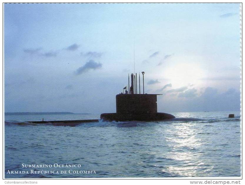 Lote PEP339, Colombia, Postal, Postcard, Armada, Submarino Oceanico, Navy, Submarine - Colombia