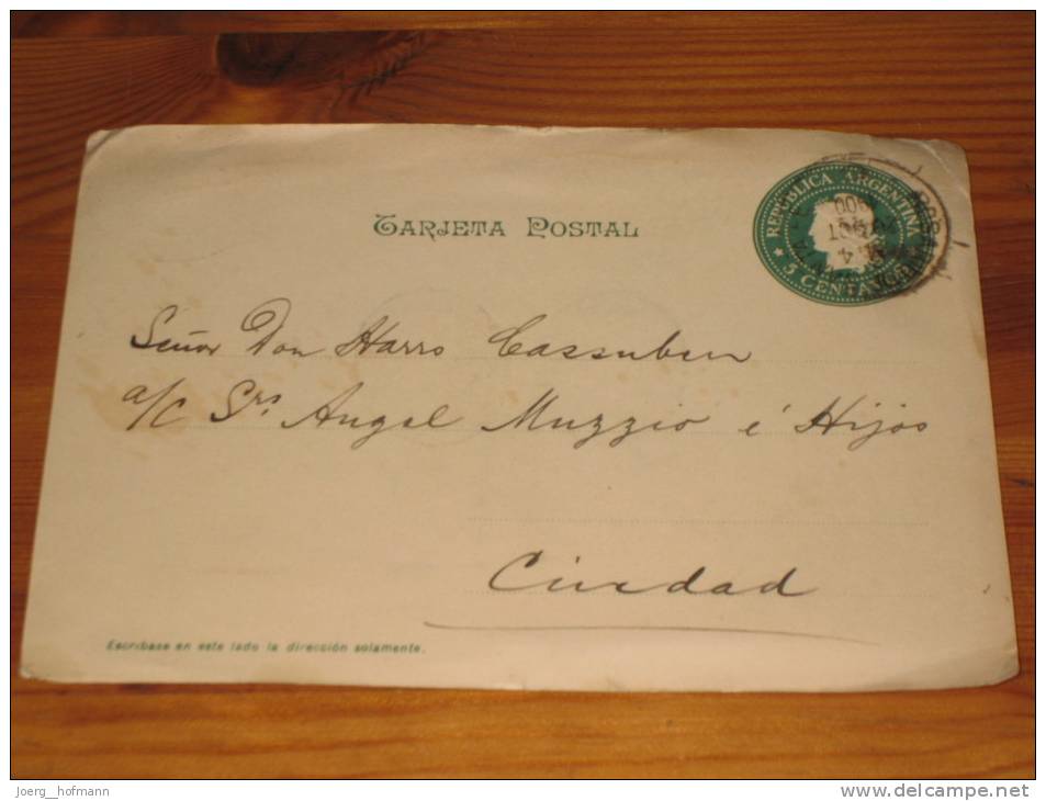 Karte Argentinien Argentina Postal Stationery Ganzsache 5 Centavos 1900 Used Gebraucht  Rosario Santa Fee Brasil - Enteros Postales