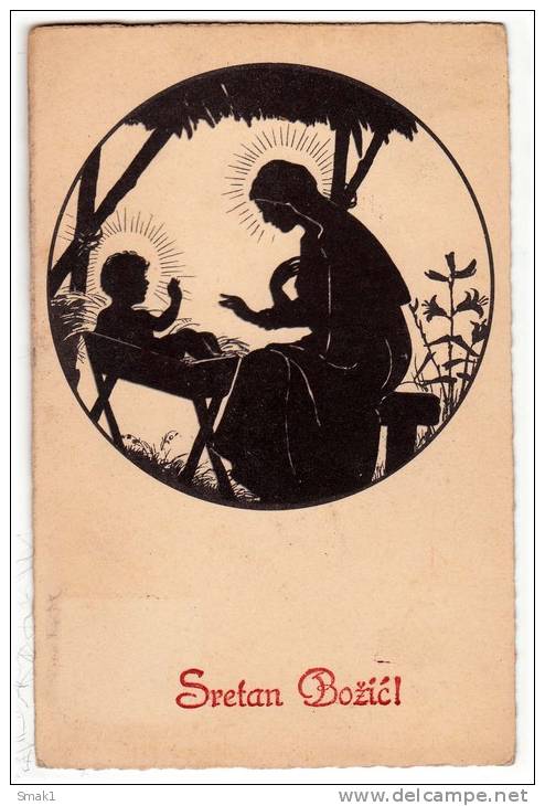 SILHOUETTE MERRY CHRISTMAS EXCELSIOR Nr. 7183 OLD POSTCARD 1930. - Silhouette - Scissor-type