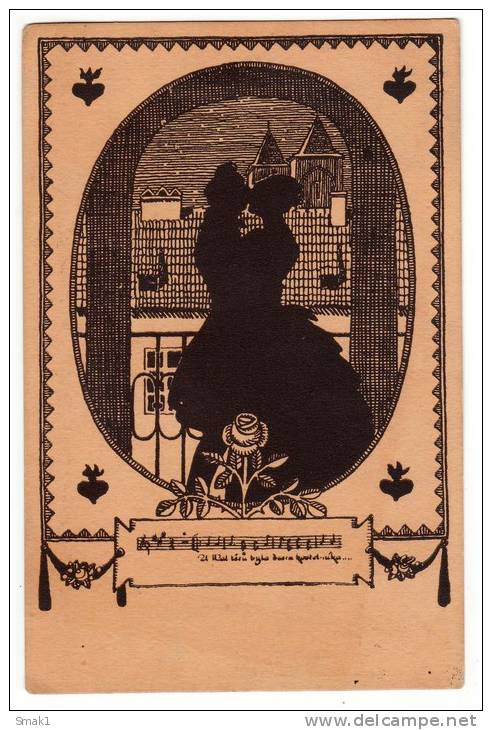 SILHOUETTE A COUPLE Nr. 339 OLD POSTCARD 1929. - Silhouettes