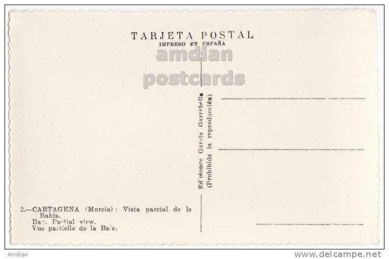 SPAIN CARTAGENA~MURCIA~ BAHIA PARTIAL VIEW~BAY BIRDS EYE~c1940s RPPC Postcard  [c4840] - Murcia