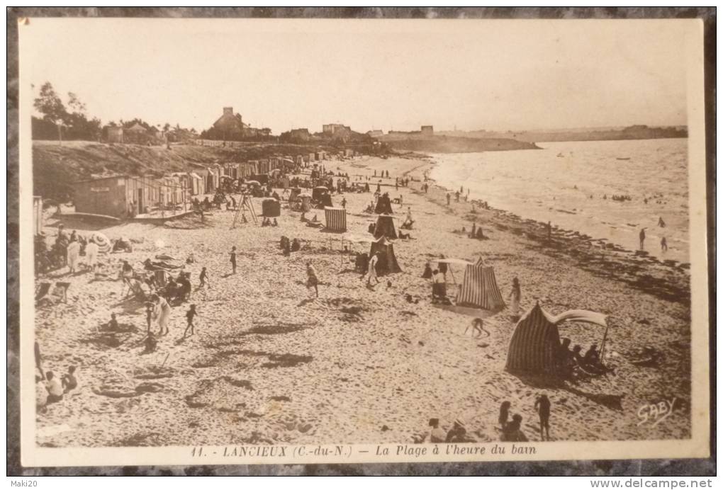 (22).LANCIEUX.LA PLAGE A L´HEURE DU BAIN.CIRCULE 1946.TBE. - Lancieux