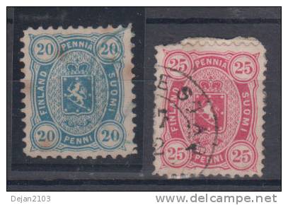 Finland 20 & 25 Penni Mi#16Aya,17Bya 1875 USED - Gebruikt