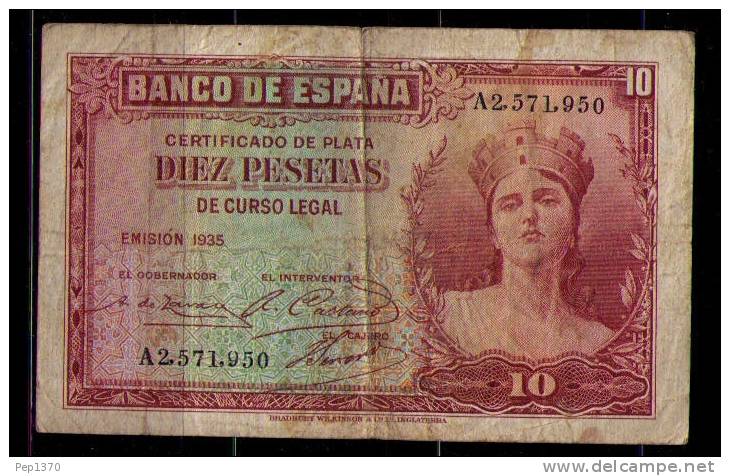 BILLETE DE 10 PESETAS DE 1935 - SERIE A - 10 Peseten