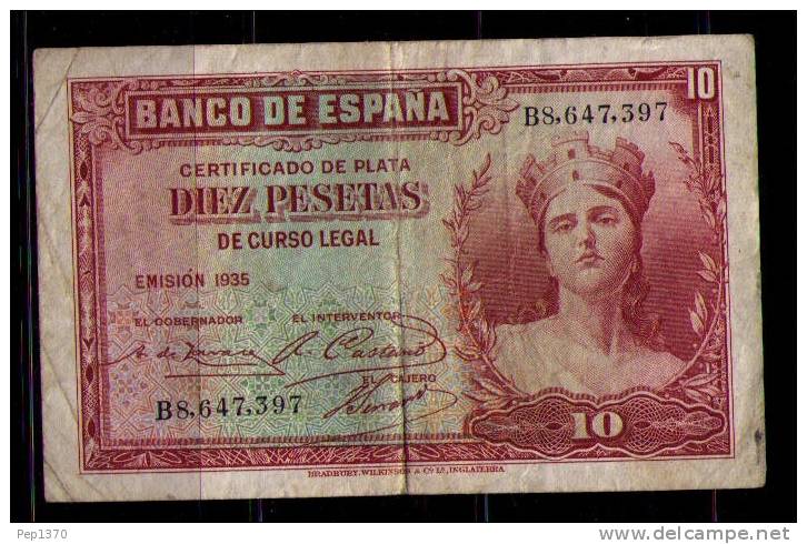 BILLETE DE 10 PESETAS DE 1935 - SERIE B - 10 Pesetas