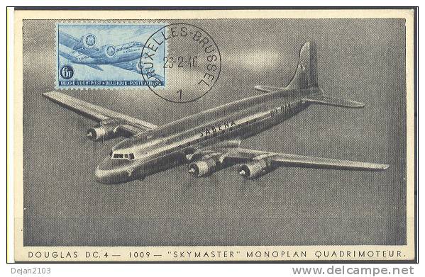 Belgium Airplane Maxi Card 1946 USED - 1934-1951