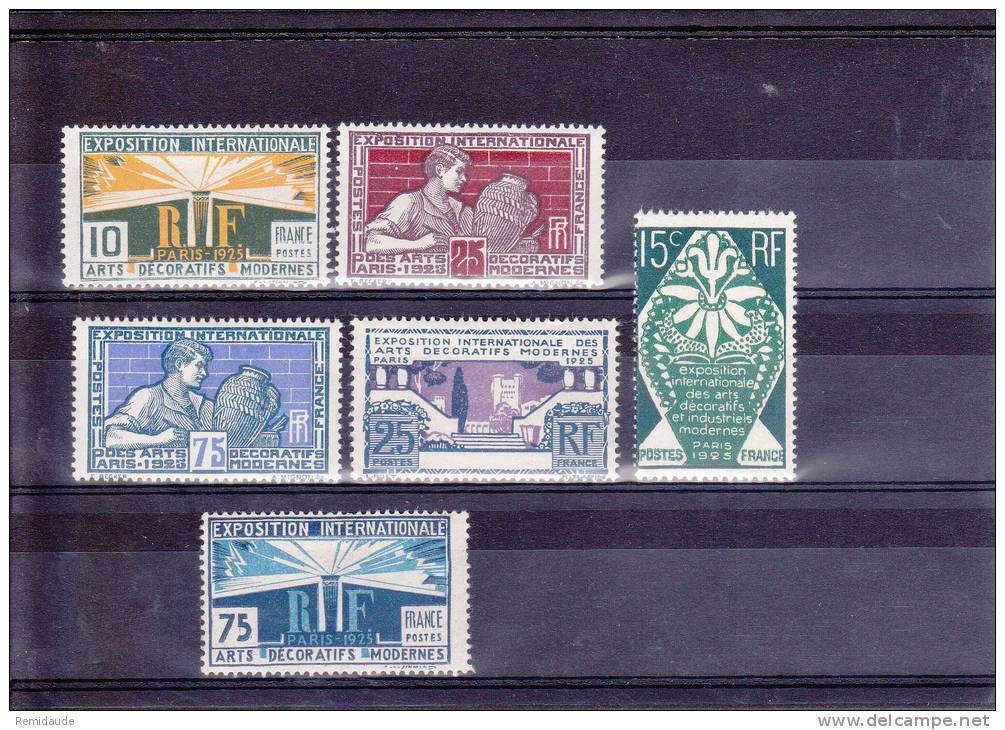 1924 - YVERT N°210/215 * - COTE = 28 EUR. - CHARNIERE LEGERE - Neufs