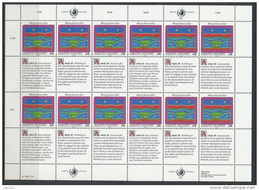 UN Vienna 1993 Michel #  150-151  Se-tenant Sheets, MNH ** - Blocs-feuillets