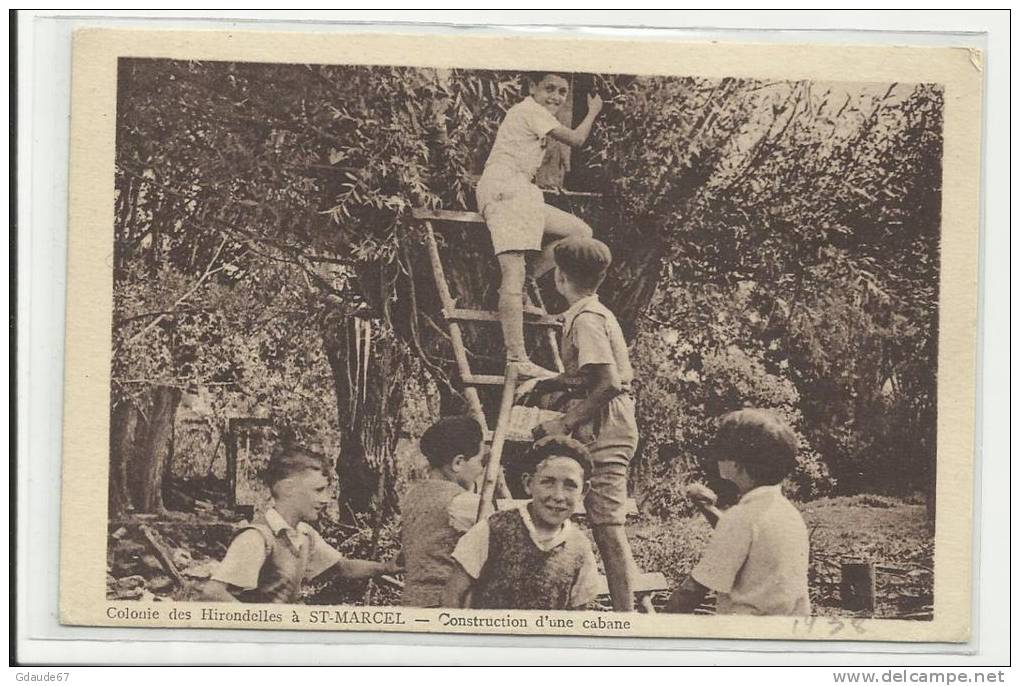 COLONIE DES HIRONDELLES A SAINT MARCEL (TARN - 81) - CPA - CONSTRUCTION D´ UNE CABANE - Castres