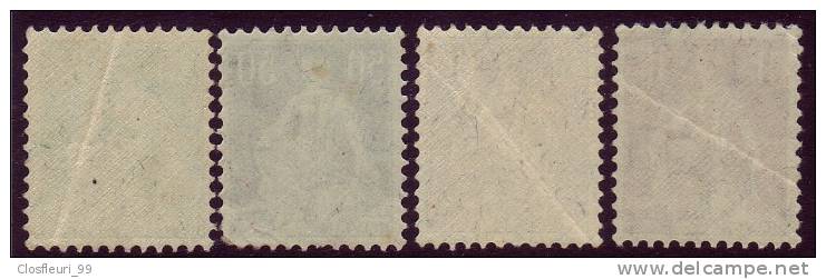 Helvetie Assise : Val. 35 C., 50 C., 60 C., 1 Fr., N°111, 113, 140, 115,   ** Légère Marque De Pli - Unused Stamps