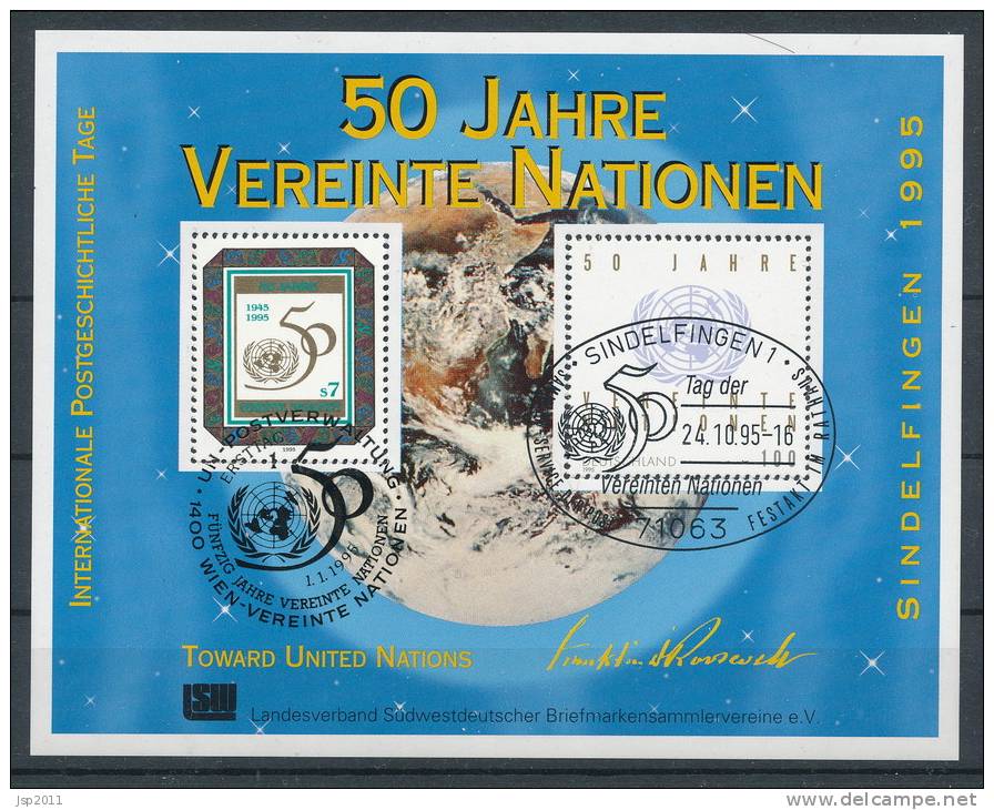 UN Vienna 1995. Michel # 178. 50 Jahre,  Special Cancellation - Blocs-feuillets