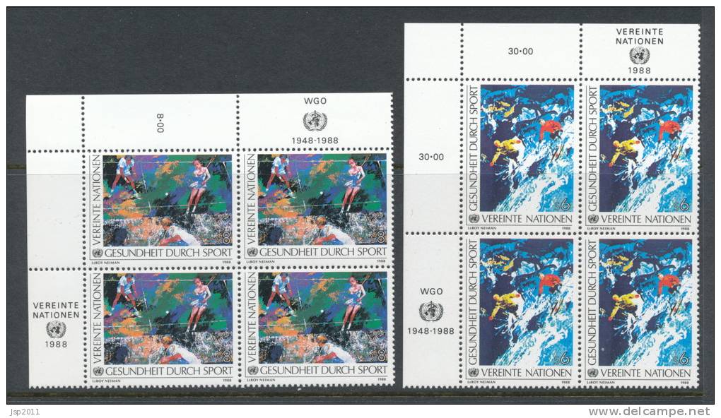 UN Vienna 1988 Michel # 85-86, 4-Block With Lable In Upper Left Side MNH ** - Blocks & Kleinbögen