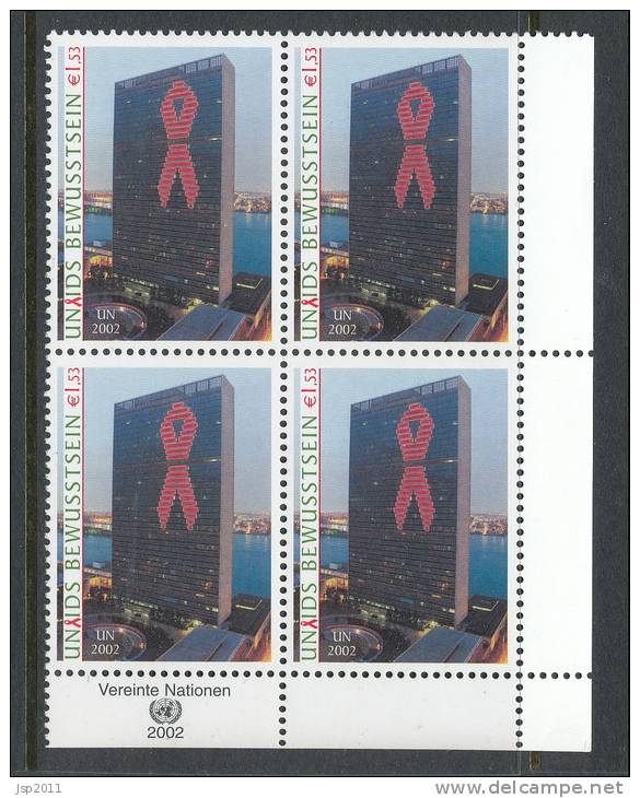 UN Vienna 2002 Michel # 379, 4-Block With Lable In Lower Right Side MNH ** - Blocks & Kleinbögen