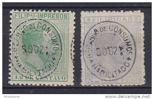 ## Philippines 1887/89 Mi. 118, 120 König Alfons XII. Overprinted HABILITADO / PARA COMUNICACIONES, MH* / MNG - Philipines