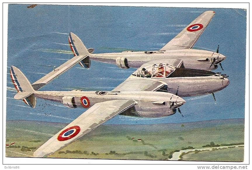 Le Lightning De L'aviation Française, CP Dessinée Années 1940-50 - Autres & Non Classés